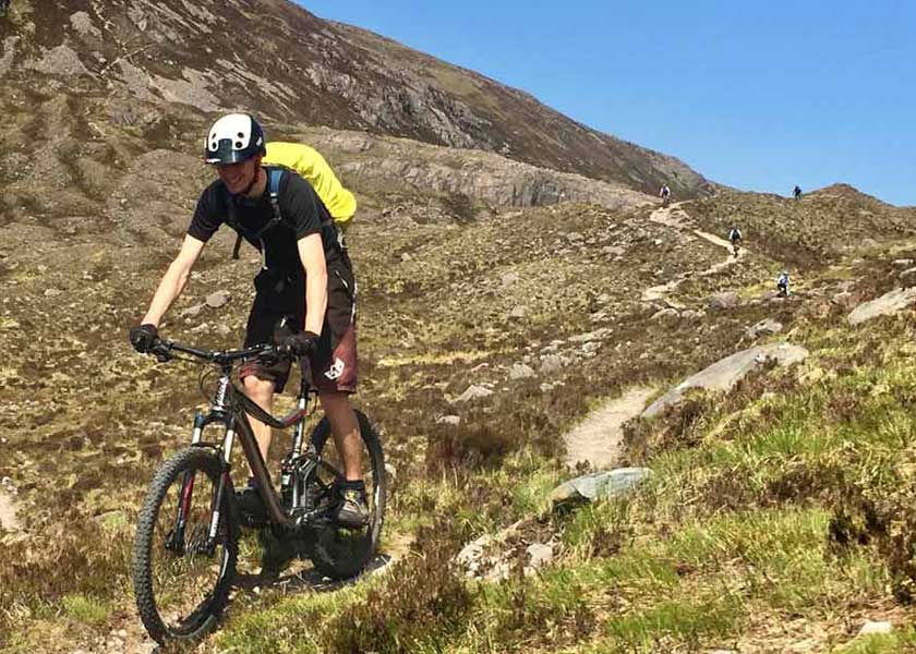 mountain biking downhill in torridon