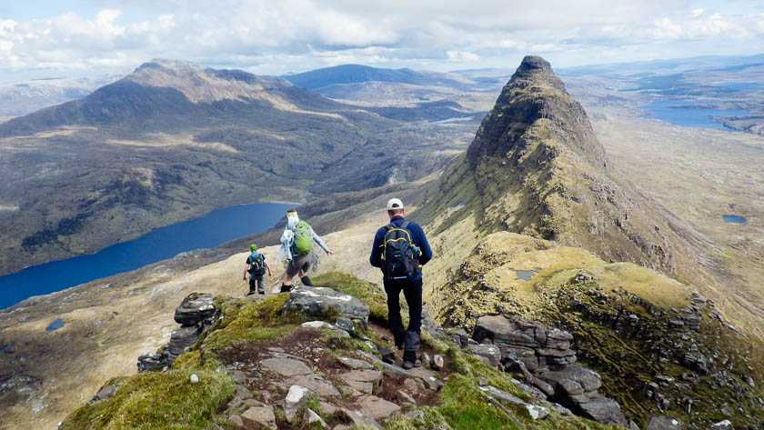 Summer hiking in Assynt Highlands of Scotland