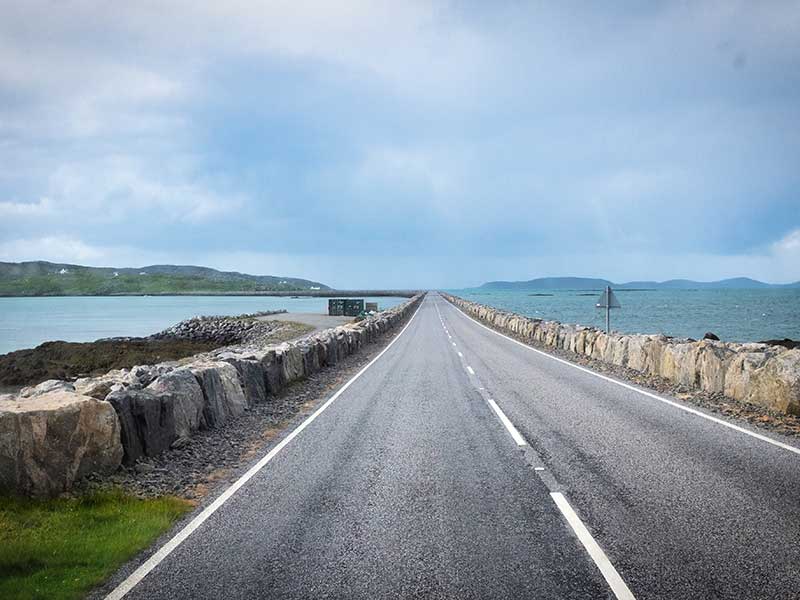 Cycling a road in the Outer Hebrides