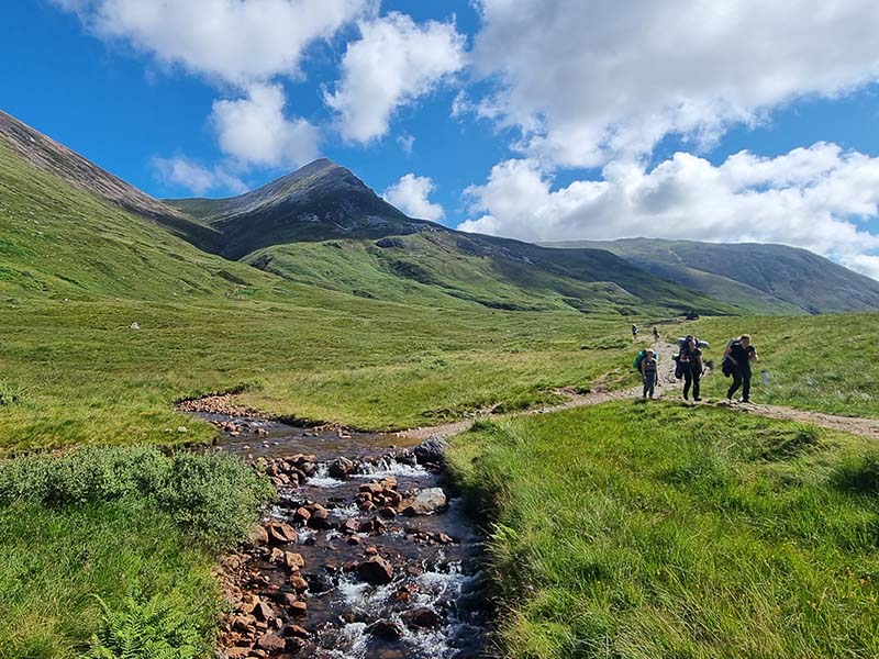 respoonsible tourism - 3 people walking the west highland way